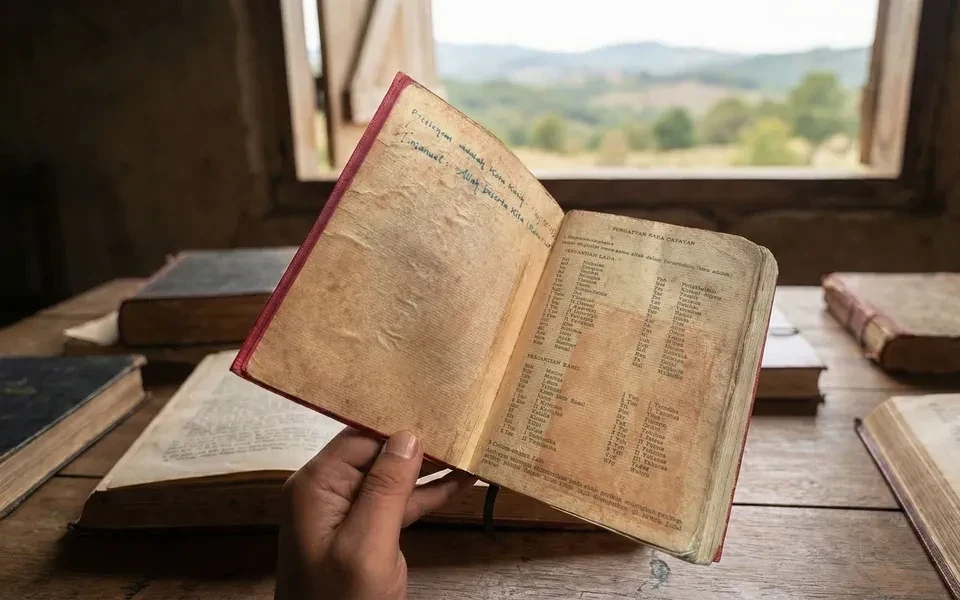 Damaged old book before conservation