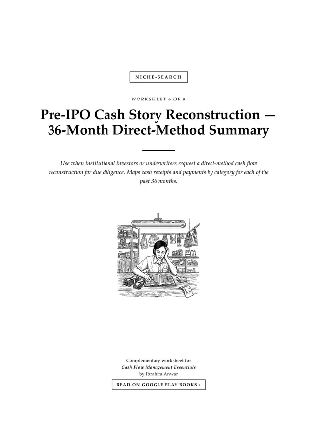 Cover, Pre-IPO Cash Story Reconstruction — 36-Month Direct-Method Summary