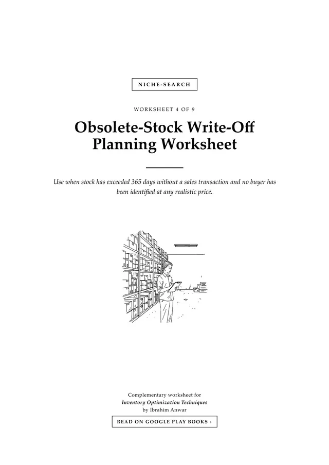 Cover, Obsolete-Stock Write-Off Planning Worksheet
