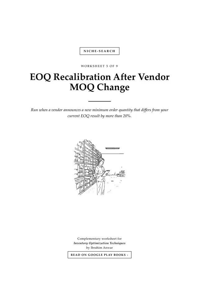 Cover, EOQ Recalibration After Vendor MOQ Change