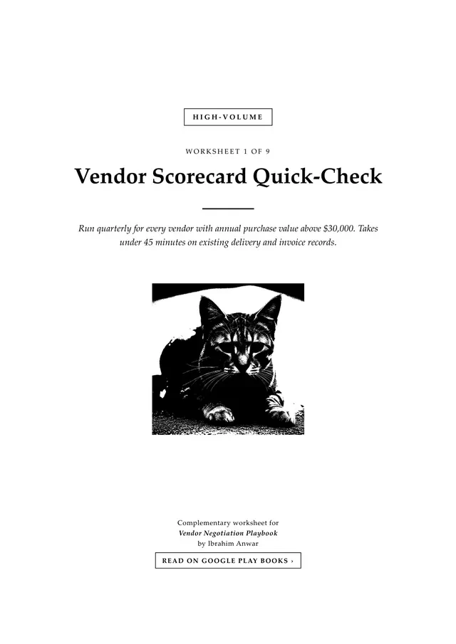 Cover, Vendor Scorecard Quick-Check