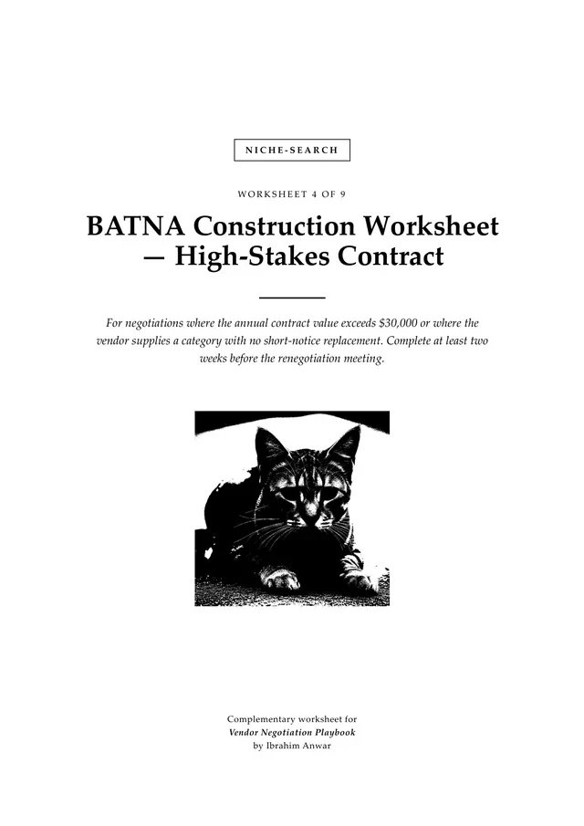 Cover, BATNA Construction Worksheet — High-Stakes Contract
