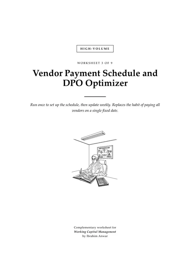 Cover, Vendor Payment Schedule and DPO Optimizer