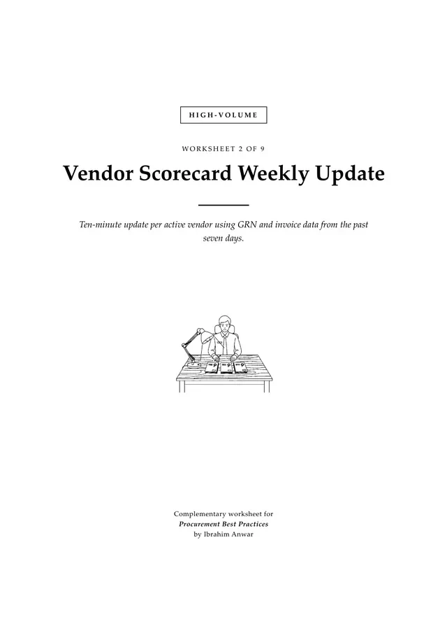 Cover, Vendor Scorecard Weekly Update