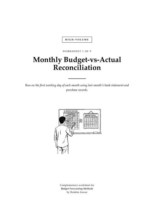Cover, Monthly Budget-vs-Actual Reconciliation