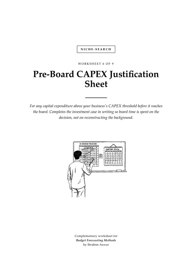 Cover, Pre-Board CAPEX Justification Sheet