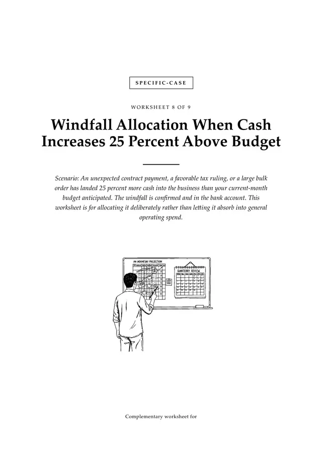 Cover, Windfall Allocation When Cash Increases 25 Percent Above Budget