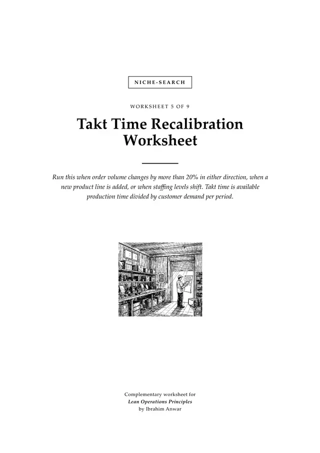Cover, Takt Time Recalibration Worksheet