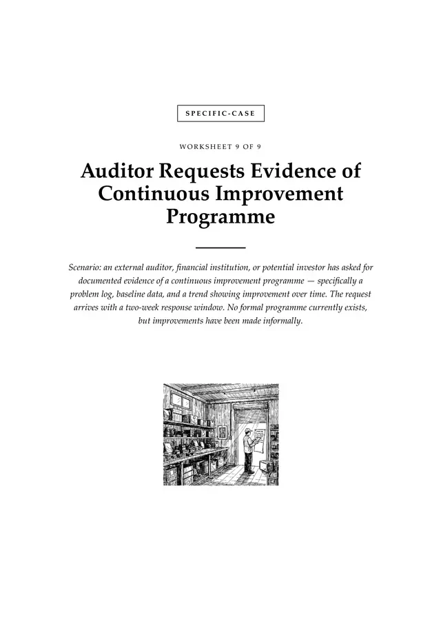 Cover, Auditor Requests Evidence of Continuous Improvement Programme