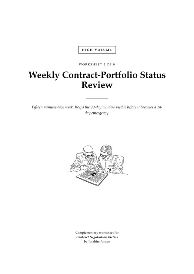 Cover, Weekly Contract-Portfolio Status Review