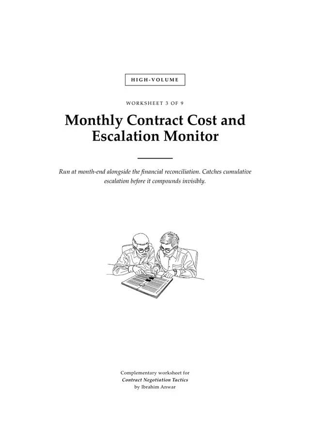 Cover, Monthly Contract Cost and Escalation Monitor