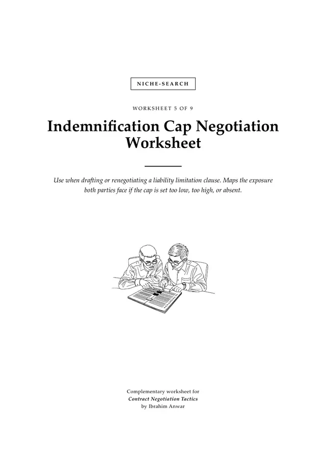 Cover, Indemnification Cap Negotiation Worksheet