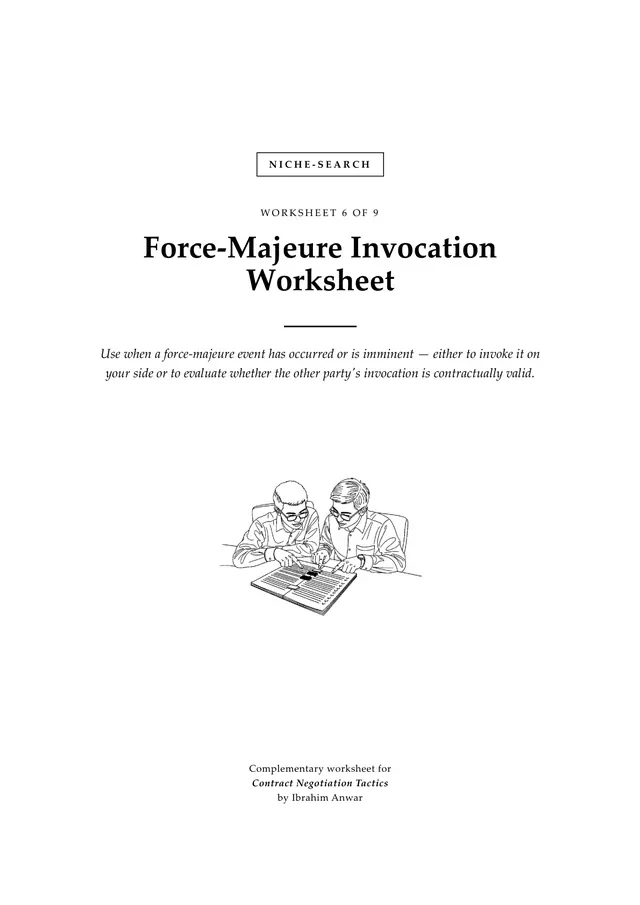 Cover, Force-Majeure Invocation Worksheet