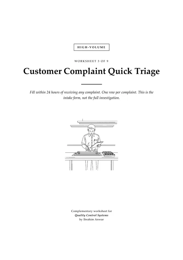 Cover, Customer Complaint Quick Triage