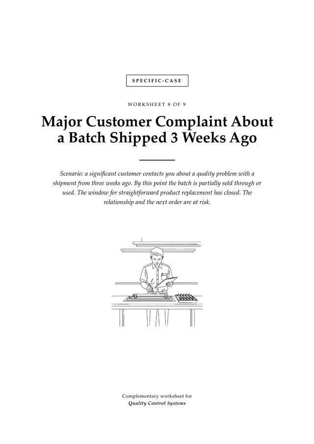 Cover, Major Customer Complaint About a Batch Shipped 3 Weeks Ago