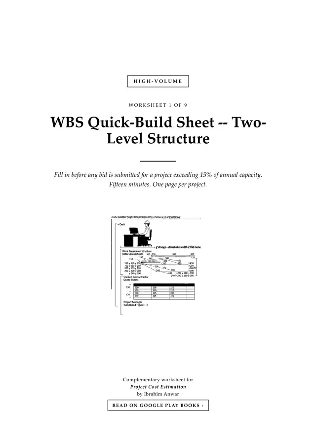 Cover, WBS Quick-Build Sheet -- Two-Level Structure